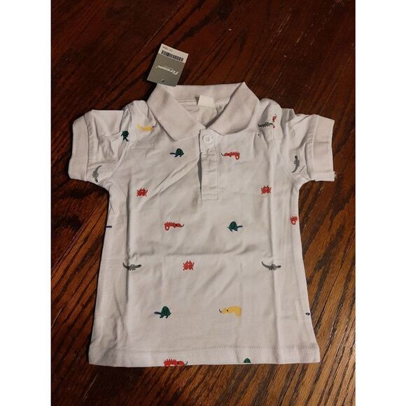 New Boy's 12/18 Month 2pc Shorts Polo Shirt Outfit Set Animal Print - Picture 3 of 4